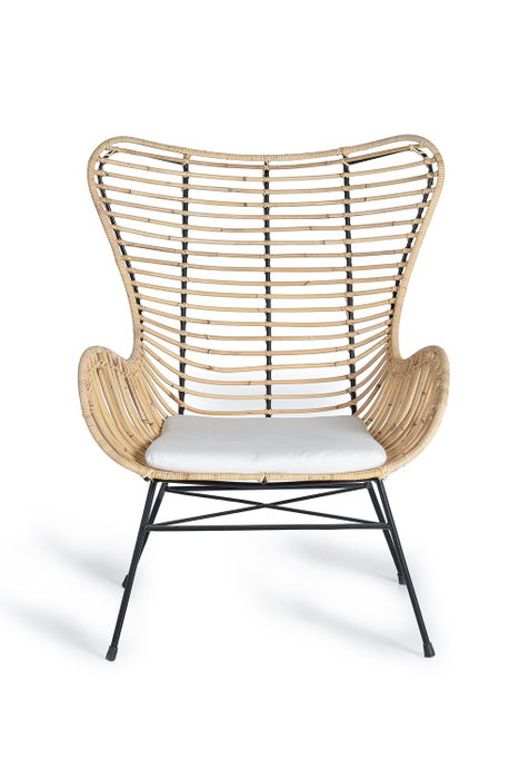 GINER Y COLOMER Lot de 2 chaises en rotin et métal avec coussins - Assise 50x50 cm, dossier 56 cm - Couleur Naturelle