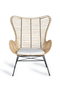 GINER Y COLOMER Lot de 2 chaises en rotin et métal avec coussins - Assise 50x50 cm, dossier 56 cm - Couleur Naturelle