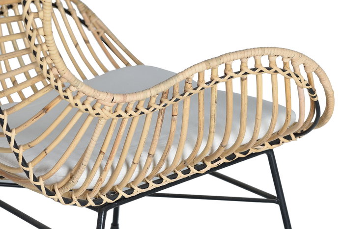 GINER Y COLOMER Lot de 2 chaises en rotin et métal avec coussins - Assise 50x50 cm, dossier 56 cm - Couleur Naturelle