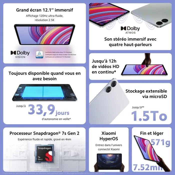 Xiaomi Redmi Pad Pro 128 Go - Tablet Android 12.1" - 6 Go RAM - Écran 2.5K 144 Hz - 10 000 mAh - Vert
