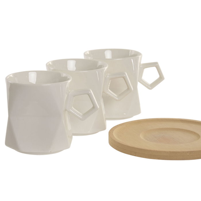 Home ESPRIT Jeu de 6 tasses avec plat Blanc Porcelaine 180 ml Home ESPRIT Jeu de 6 tasses avec plat Blanc Porcelaine 180 ml