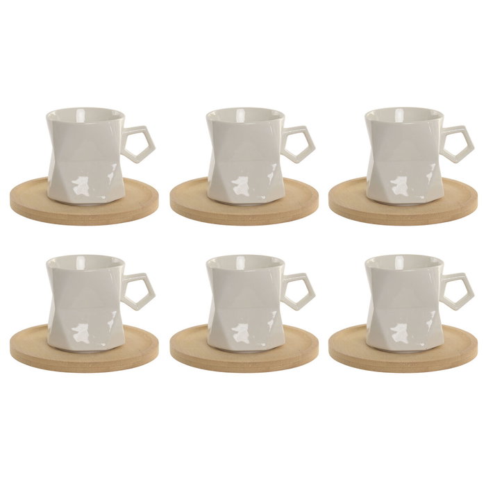 Home ESPRIT Jeu de 6 tasses avec plat Blanc Porcelaine 180 ml Home ESPRIT Jeu de 6 tasses avec plat Blanc Porcelaine 180 ml