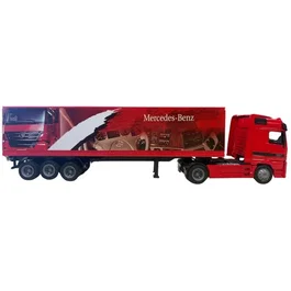 Newray Camion miniature de collection Mercedes Benz avec remorque container - Rouge - 1/43