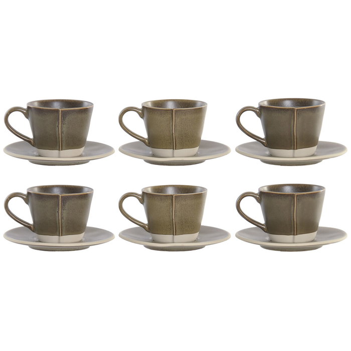 Home ESPRIT Ensemble de tasses à café Vert Grès 150 ml 6 Pièces Home ESPRIT Ensemble de tasses à café Vert Grès 150 ml 6 Pièces