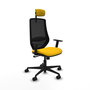 Piqueras y Crespo Chaise de Bureau Mardos Jaune avec Appui-tête 2D