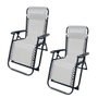 Marbueno SUMMER 10009X2 Pack de 2 Tumbona Plegable Gravedad Cero Acier Textilène Gris Jardin et Piscine 90x66x108 cm Coffre Blanc
