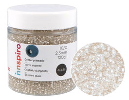 Innspiro Rocaille en verre rond argenté transparent 2,3 mm, 120g