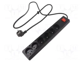 JONEX Rallonge réseau 6 prises, 1,5m, noir