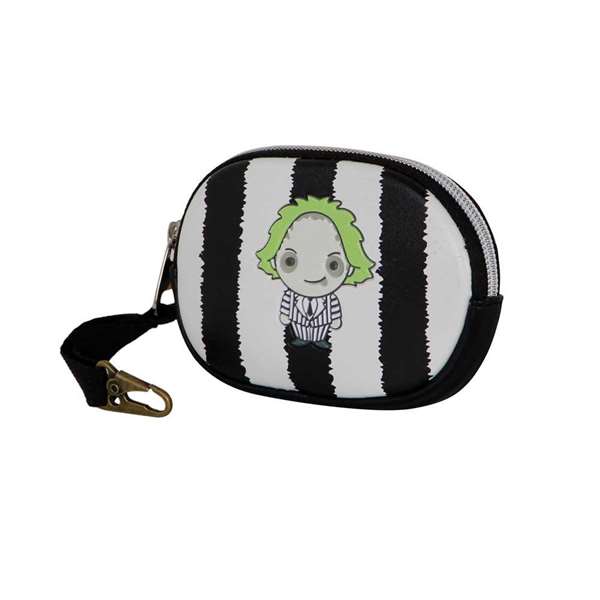 Karactermania Monedero Pill Bitelchús/Beetlejuice Stripes - Porte-monnaie PVC avec intérieur polyester - 12 x 1.5 x 8.5 cm - Blanc