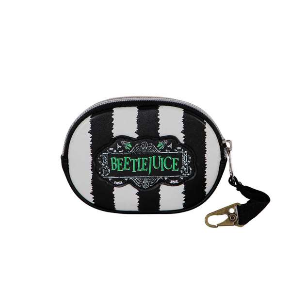 Karactermania Monedero Pill Bitelchús/Beetlejuice Stripes - Porte-monnaie PVC avec intérieur polyester - 12 x 1.5 x 8.5 cm - Blanc