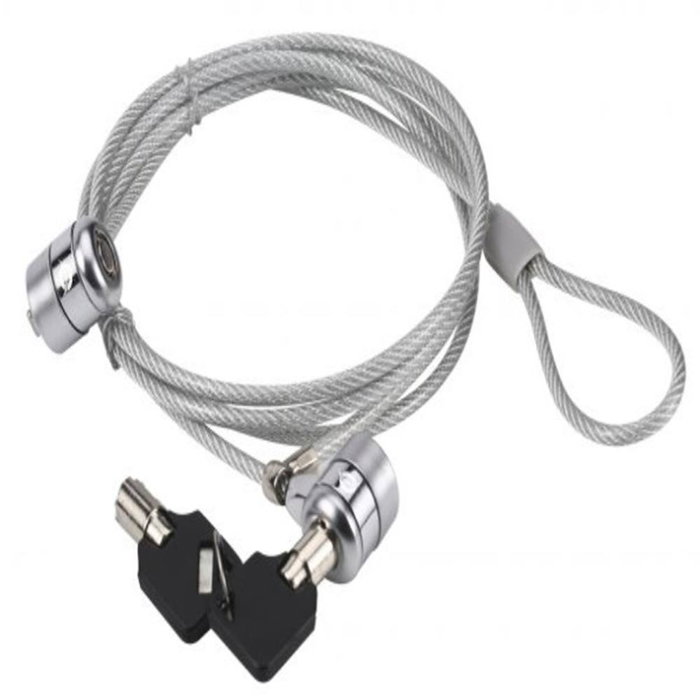 Conceptronic Câble Antivol Portable Double 1.5 m - Serrure de Sécurité pour Ordinateur Portable avec 2 Clés