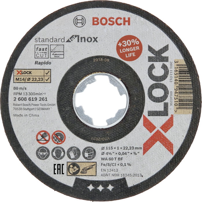 Bosch X-LOCK disque de coupe 115x1,0 Std pour INOX Bosch X-LOCK disque de coupe 115x1,0 Std pour INOX