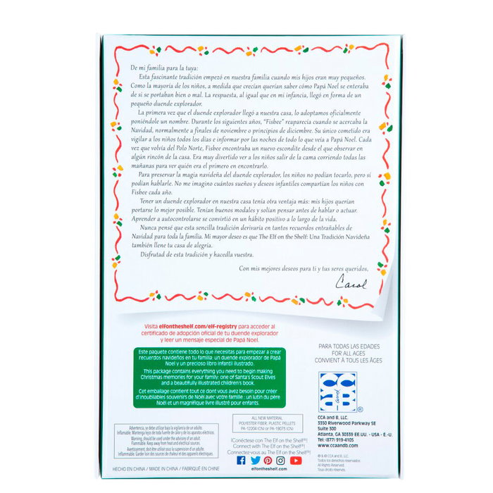 The Elf On the Shelf - Kit Complet avec Livre et Figurine Elfe Explorateur en Espagnol - Jeu Traditionnel Magique de Noël - CEFA TOYS
