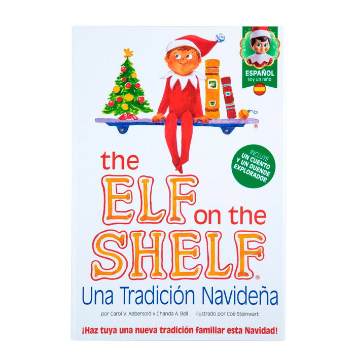 The Elf On the Shelf - Kit Complet avec Livre et Figurine Elfe Explorateur en Espagnol - Jeu Traditionnel Magique de Noël - CEFA TOYS