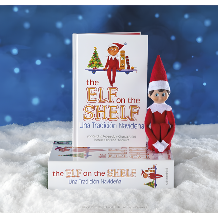 The Elf On the Shelf - Kit Complet avec Livre et Figurine Elfe Explorateur en Espagnol - Jeu Traditionnel Magique de Noël - CEFA TOYS