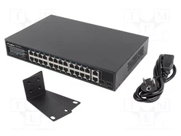 LANBERG RSFE-24P-2C-250 Switch Ethernet PoE+, 24 ports RJ45, noir