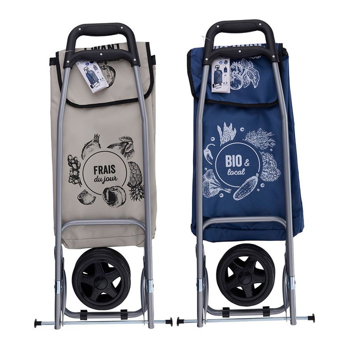 Ohm Chariot de courses pliable 25 L 91 x 34 x 26 cm 2 roues couleurs assorties Ohm Chariot de courses pliable 25 L 91 x 34 x 26 cm 2 roues couleurs assorties