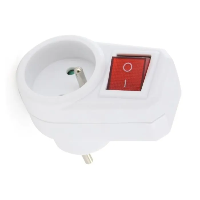 Chacon Prise Easy avec Interrupteur, 1 Prise Blanc 16A pour Intérieur – Conception Pratique et Économe en Énergie