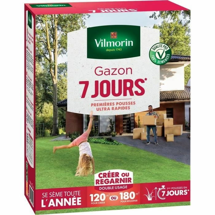 Vilmorin Semences de gazon 7 jours - 3 kg