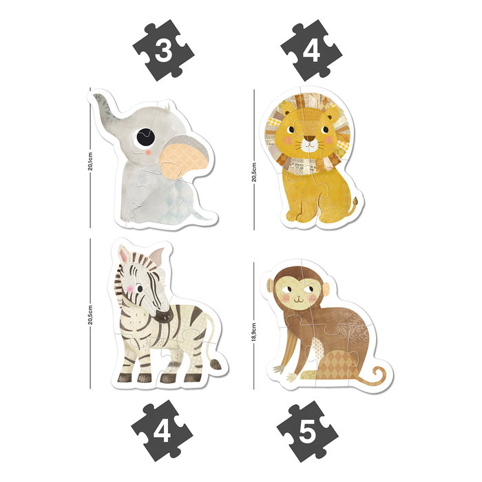 Apli Kids Puzzle Progressif My First Savanna 19440 pour Enfants dès 2 ans avec 3 à 5 Pièces Grandes en Espagnol