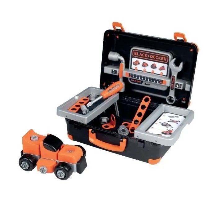 Black+Decker Bricolo Box - Mallette outils jouet pour enfant 3 ans et plus avec tournevis, clés, vis et véhicule à construire - Apprentissage bricolage Black+Decker Bricolo Box - Mallette outils jouet pour enfant 3 ans et plus avec tournevis, clés, vis et véhicule à construire - Apprentissage bricolage