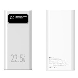 Leotec Powerbank 30000mAh 22,5W PD QC 3.0 Blanc avec 5 Ports USB et Ecran LCD