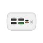 Leotec Powerbank 30000mAh 22,5W PD QC 3.0 Blanc avec 5 Ports USB et Ecran LCD
