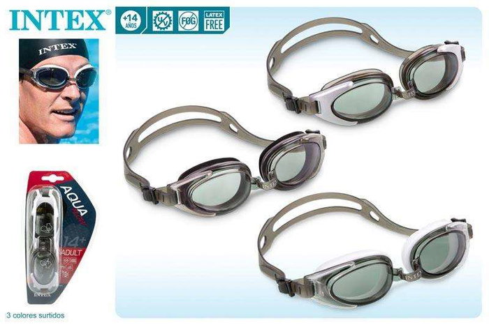INTEX Lunettes de Natation Antivue - Protection UV, Lentilles en Polycarbonate - Réglables avec Sangle en Caoutchouc - Pour Piscine et Mer (Réf. 55685) INTEX Lunettes de Natation Antivue - Protection UV, Lentilles en Polycarbonate - Réglables avec Sangle en Caoutchouc - Pour Piscine et Mer (Réf. 55685)