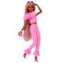 Barbie - Muñeca Barbie Deluxe Con Trenzas Hyv28 Mattel - Poupée de Collection Style Barbiecore avec Robe Rose, Tresses, Fausse Fourrure et Articulations Flexibles - Multilangue