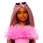 Barbie - Muñeca Barbie Deluxe Con Trenzas Hyv28 Mattel - Poupée de Collection Style Barbiecore avec Robe Rose, Tresses, Fausse Fourrure et Articulations Flexibles - Multilangue