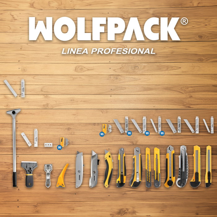 WOLFPACK LINEA PROFESIONAL Lames de cutter 18 mm en acier SK5 pavoné noir (Étui de 10 pièces)