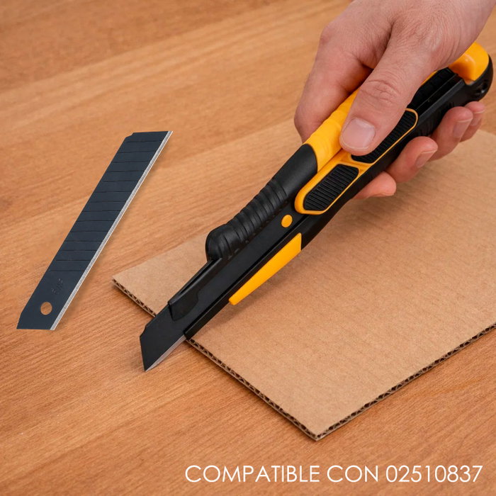 WOLFPACK LINEA PROFESIONAL Lames de cutter 18 mm en acier SK5 pavoné noir (Étui de 10 pièces)