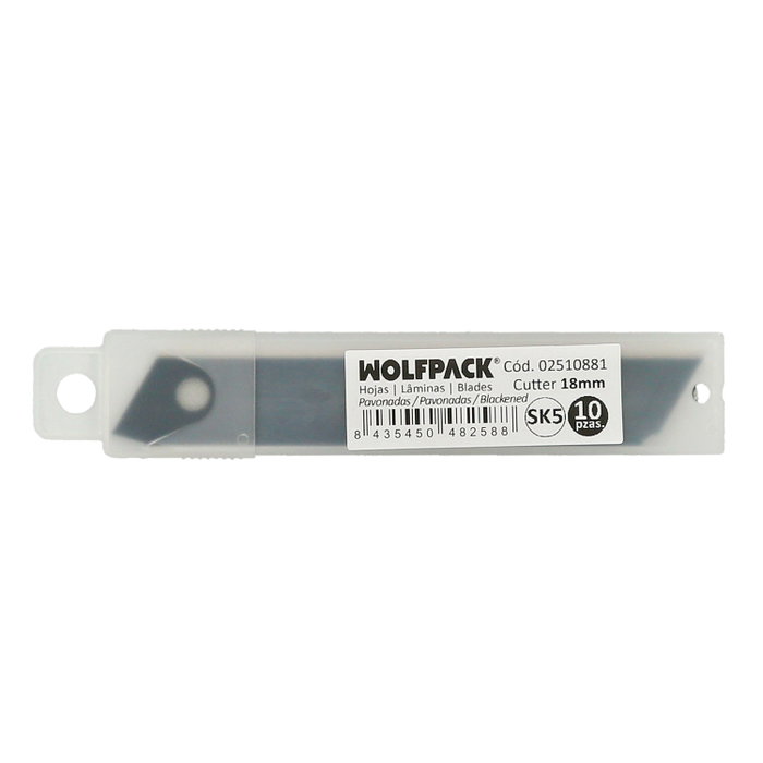 WOLFPACK LINEA PROFESIONAL Lames de cutter 18 mm en acier SK5 pavoné noir (Étui de 10 pièces)