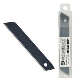 WOLFPACK LINEA PROFESIONAL Lames de cutter 18 mm en acier SK5 pavoné noir (Étui de 10 pièces)
