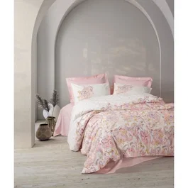 Parure de lit King 1 housse de couette 220 x 240 cm + 2 taies d'oreiller 60 x 60 cm - 100% Coton Renforcé - Rose - Confort et Élégance