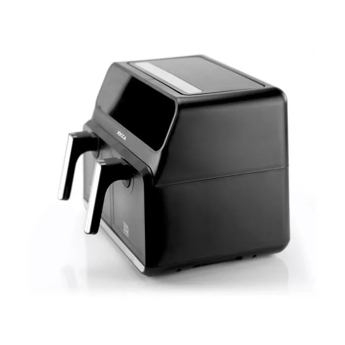 JOCCA Friteuse sans Huile 2097 - Double Cuve 4L + 4L (8L), 10 Programmes Automatiques, Écran Tactile LED, Cuisson Saine 80-200°C - Dimensions 38,5 x 39,5 x 31,5 cm