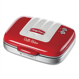 Ariete - Gaufrier vintage rétro '1973 Party Time' rouge - Préparez rapidement des gaufres - Design des années 50