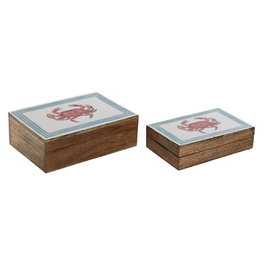 Boîte à bijoux Home ESPRIT Multicouleur Bois de manguier 25 x 17,5 x 8 cm (2 Unités)