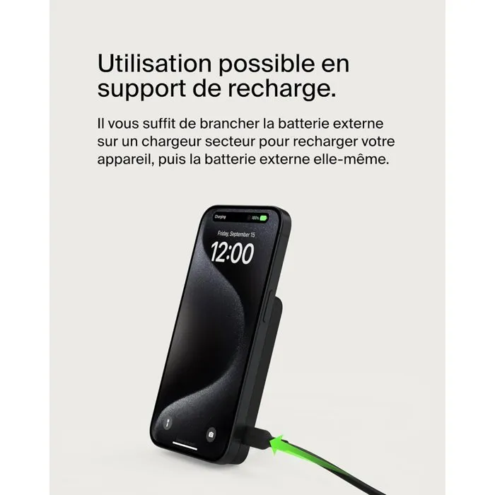 Belkin Batterie Externe 5K 15W MagSafe 5000 mAh Noir pour iPhone - Recharge Rapide et Magnétique