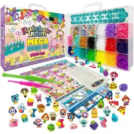 Bandai Rainbow Loom - Kit de Fabrication de Bracelets avec Métier à Tisser, 5600 Élastiques, Charms et Perles Multicolores