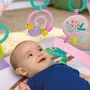Bright Starts Treetop Bloom Tapis d'éveil pliable bébé rose jungle, arche de jeux avec 5 jouets, miroir, cartes, boulier et anneau de dentition, pour nouveau-né et plus