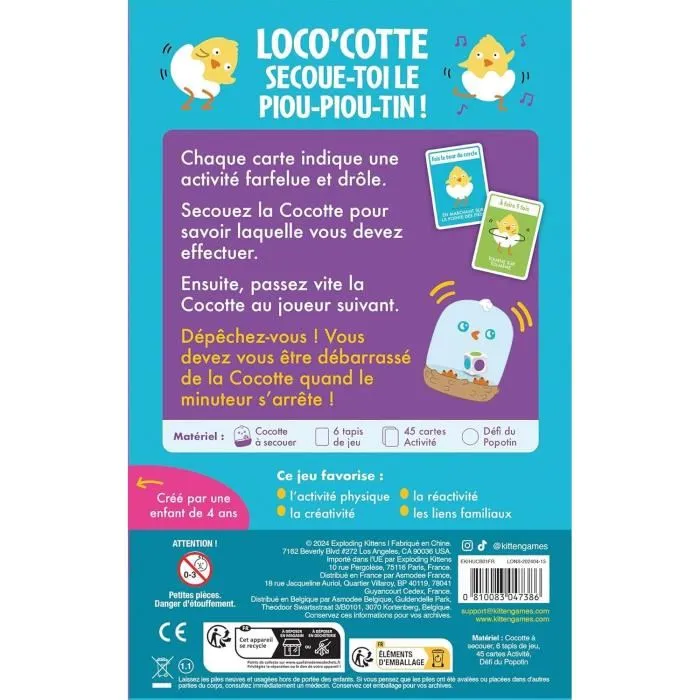 Asmodee Loco'Cotte - Jeu de société d'ambiance en français pour enfants à partir de 4 ans - Jeu de voyage et d'extérieur de 20 min