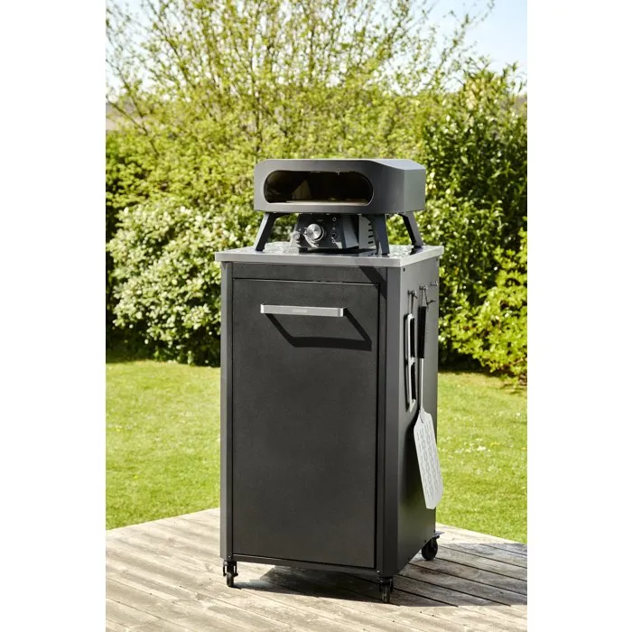 Cozze - Four à pizza à gaz - Pierre rotative Ø345 mm - 6.0 kW - Jusqu'à 630°C - Thermomètre - Bouton LED - Noir