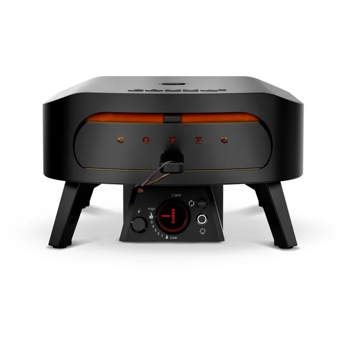 Cozze - Four à pizza à gaz - Pierre rotative Ø345 mm - 6.0 kW - Jusqu'à 630°C - Thermomètre - Bouton LED - Noir