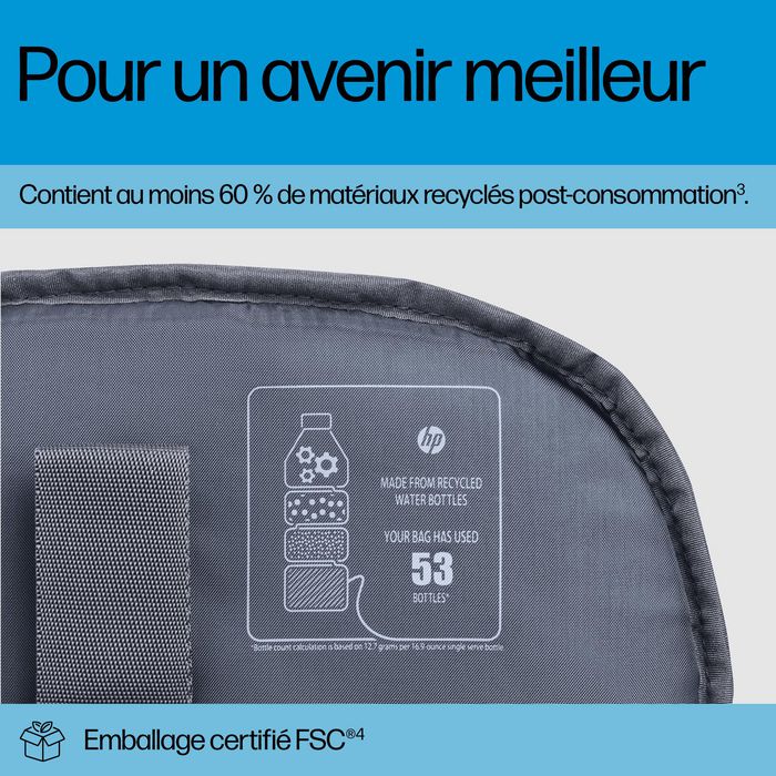 HP Sac à dos pour ordinateur portable Travel Plus, 30L-35L, 17 pouces, organisation multiple, polyester recyclé résistant à l'eau