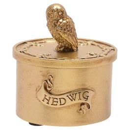 WIDDOP & CO - Boîte décorative Hedwig en résine dorée, coffret à bijoux Harry Potter - Motif en 3D avec nom en relief