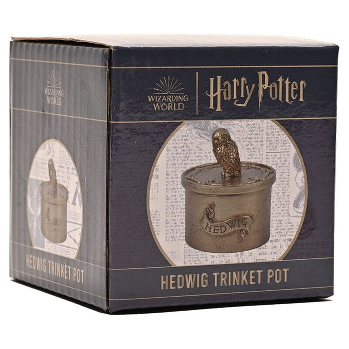 WIDDOP & CO - Boîte décorative Hedwig en résine dorée, coffret à bijoux Harry Potter - Motif en 3D avec nom en relief