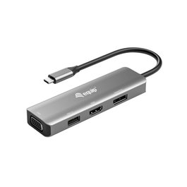 Equip EQ133485 Station d'accueil USB-C avec HDMI et DisplayPort, 3 écrans