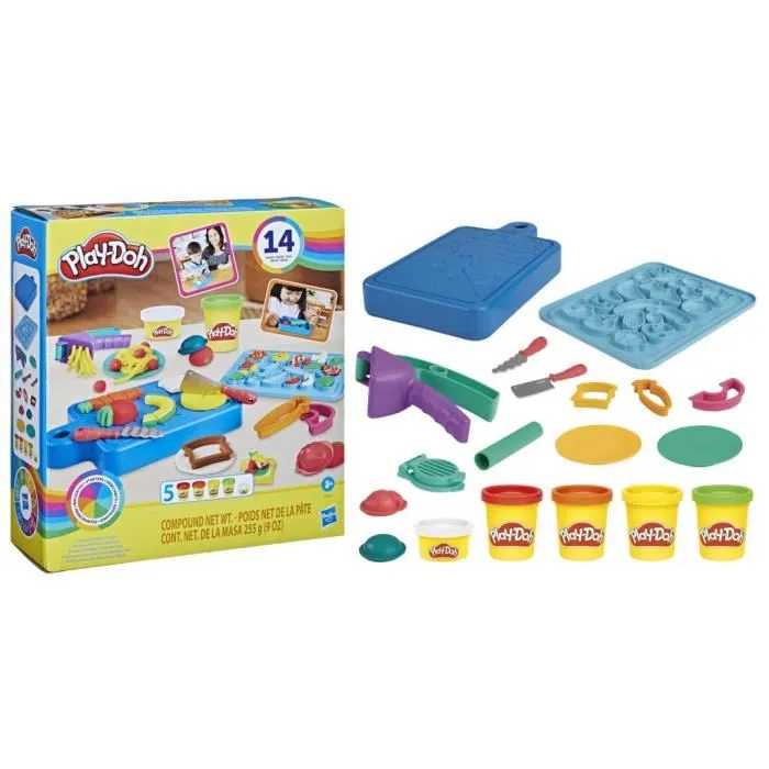 Play-Doh Kit du petit chef cuisinier avec 14 accessoires et pâte à modeler, jouets préscolaires Playdoh Kitchens