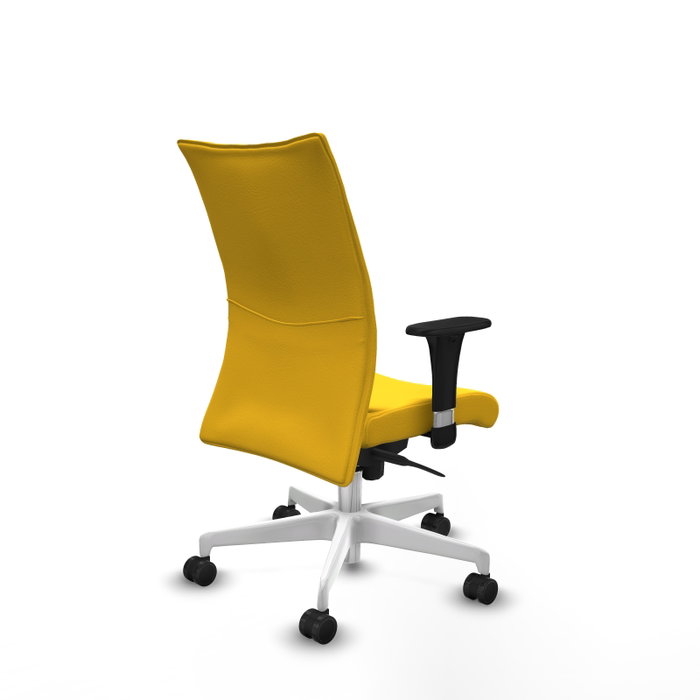 Piqueras Y Crespo Silla Albacete jaune avec mécanisme Sincro et base blanche